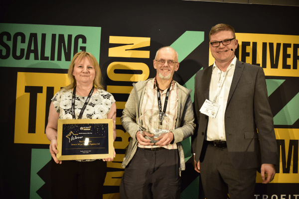 Genevieve Dady (left), Paul Sheridan - Winner of the Retrofit Assessor of the Year Award (centre) and David Pierpoint (right)